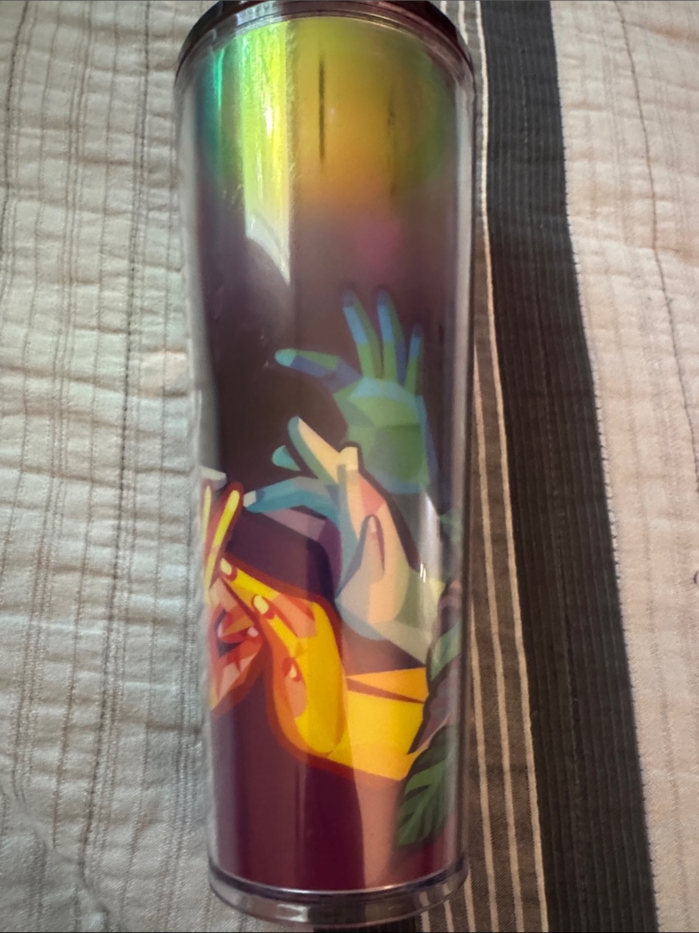 Starbucks Iridescent Purple Multicolor Hands Stainless Tumbler